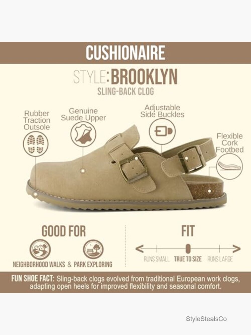 Suede Mules with Adjustable Buckles, Memory Foam, Closed Toe, Summer Clogs - Picture 3 of 7